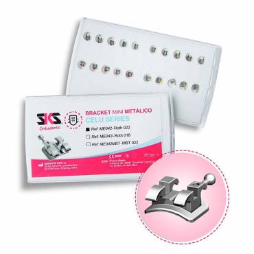Kit Brackets Metálicos Convencionales Mini Celu Serie MBT/ROTH 20u SKS Dental